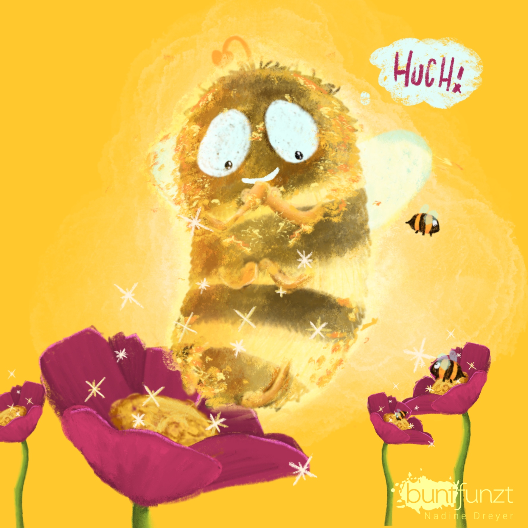 Redewendung Illustration Hummeln im Hintern3