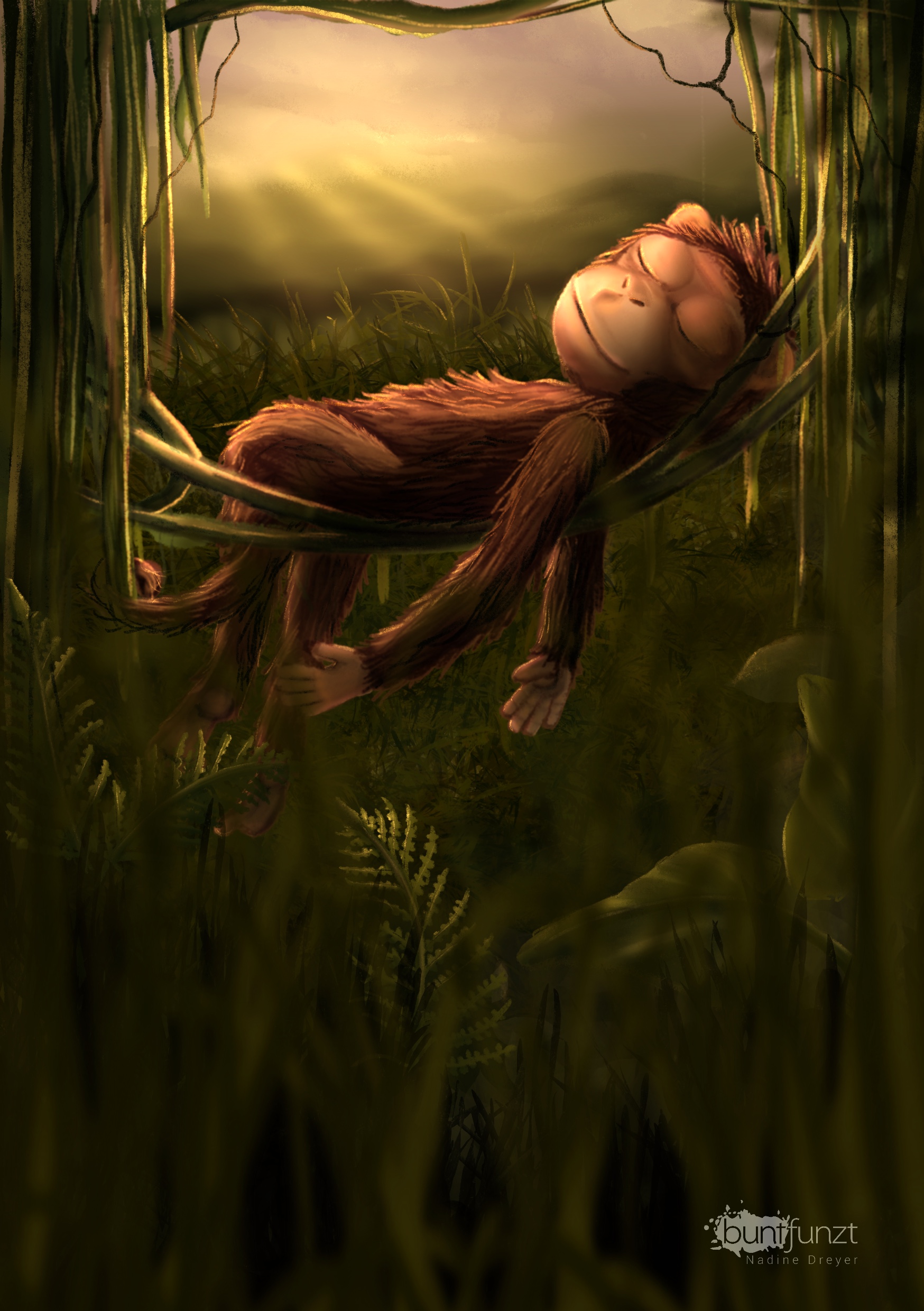 Illustration in den Seilen hängen